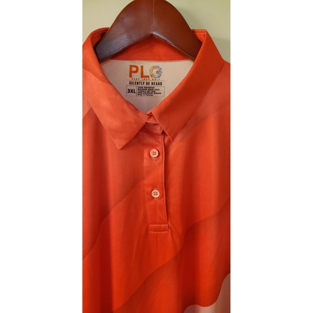 PLG Play Loud Golf Polo Shirt 3XL Poly Color Block Grqphic Pink/Violet/Berry - Picture 6 of 8